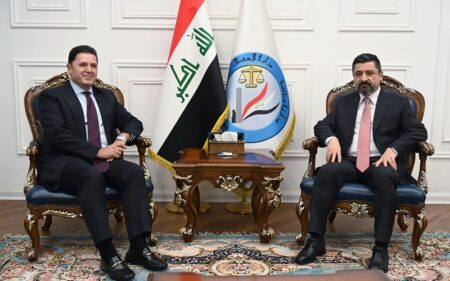 وزير العدل العراقي خالد شواني يستقبل مسؤول مكتب منسق التوصيات الدولية في حكومة إقليم كوردستان ديندار زيباري