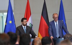 مؤتمر صحفي مشترك بين المستشار الألماني فريدرش ميرتس ورئيس الوزراء العراقي علي فالح الزيدي