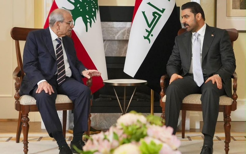 رئيس الوزراء العراقي علي فالح الزيدي يستقبل نظيره اللبناني نواف سلام